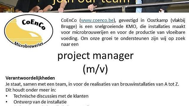 CoEnCo Micro Breweries zoekt project manager