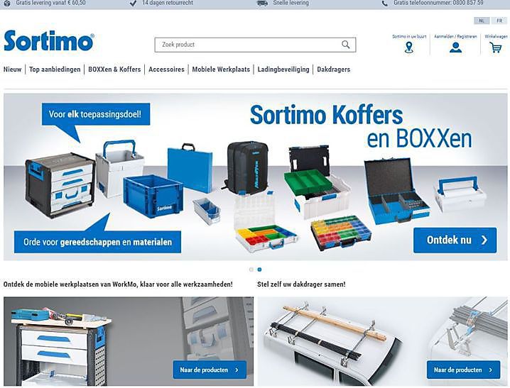 Vind eenvoudig jouw product in de nieuwe onlineshop van Sortimo