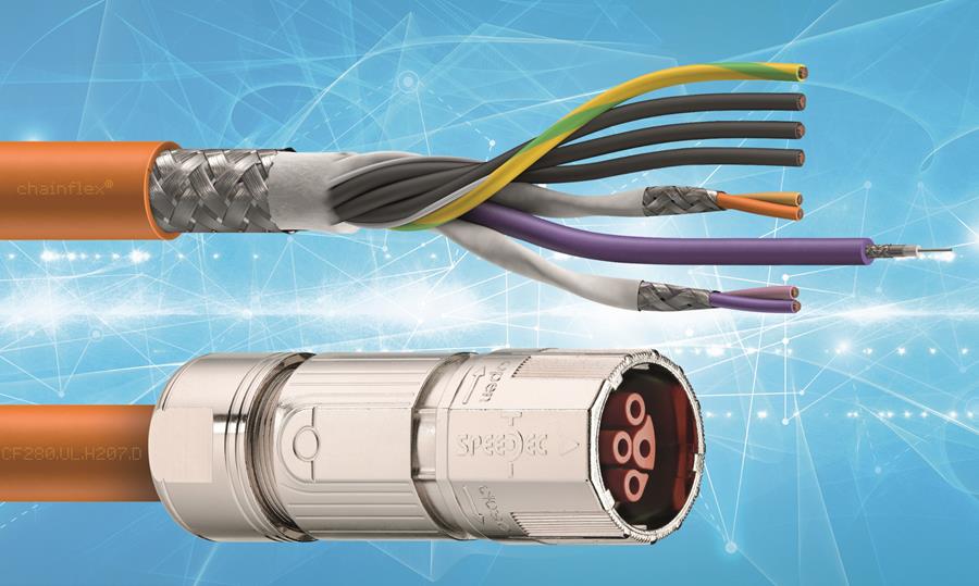 Energie et données regroupées dans un nouveau câble hybride igus pour les moteurs SEW